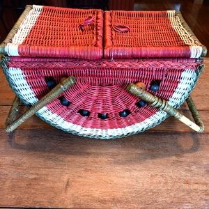 Vintage 1970's Watermelon Picnic Basket